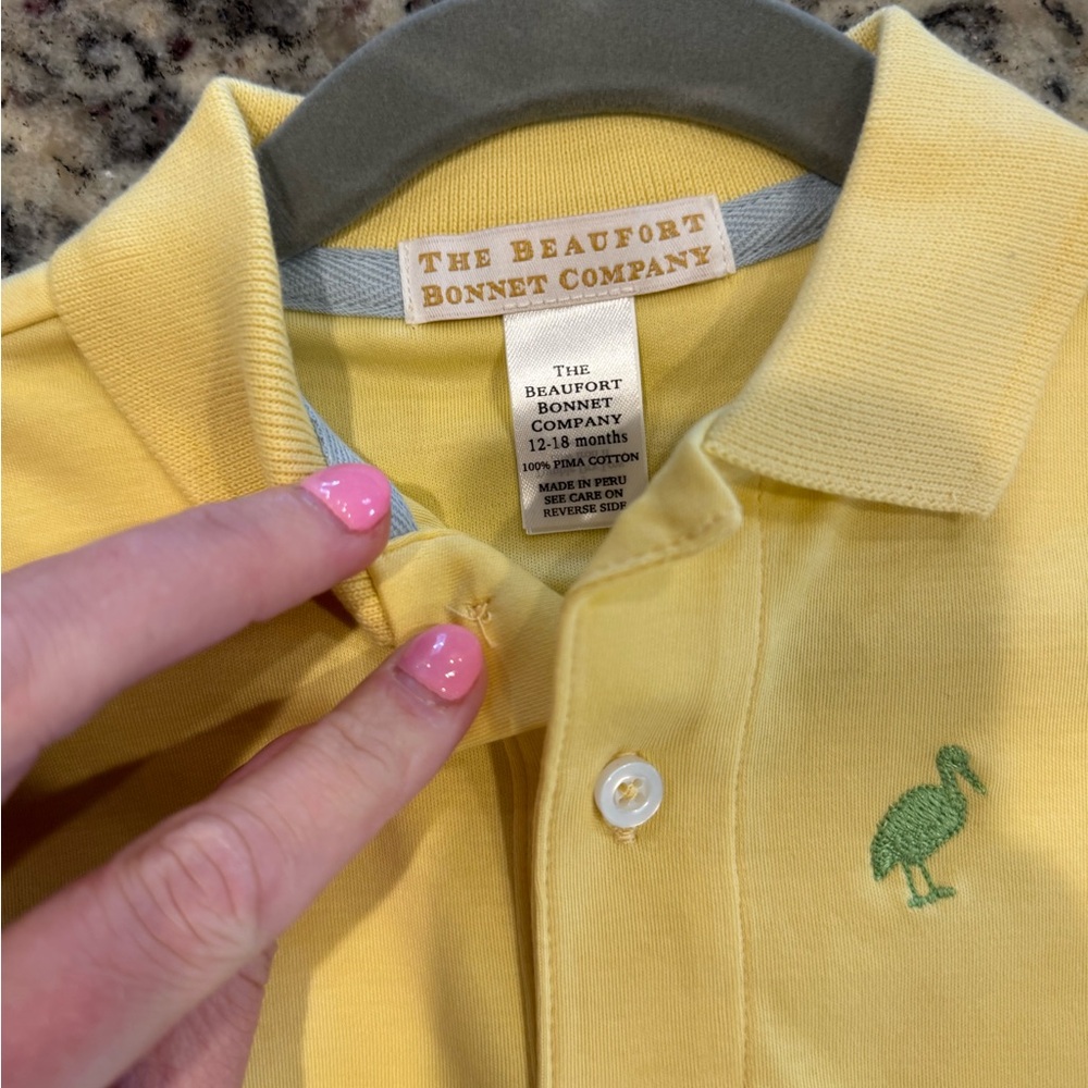 The Beaufort Bonnet Company Sunny Yellow Polo with Green Embroidery